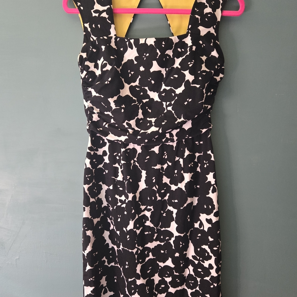 Donna Ricco Black & White Floral Dress cotton cocktail sun dress 4